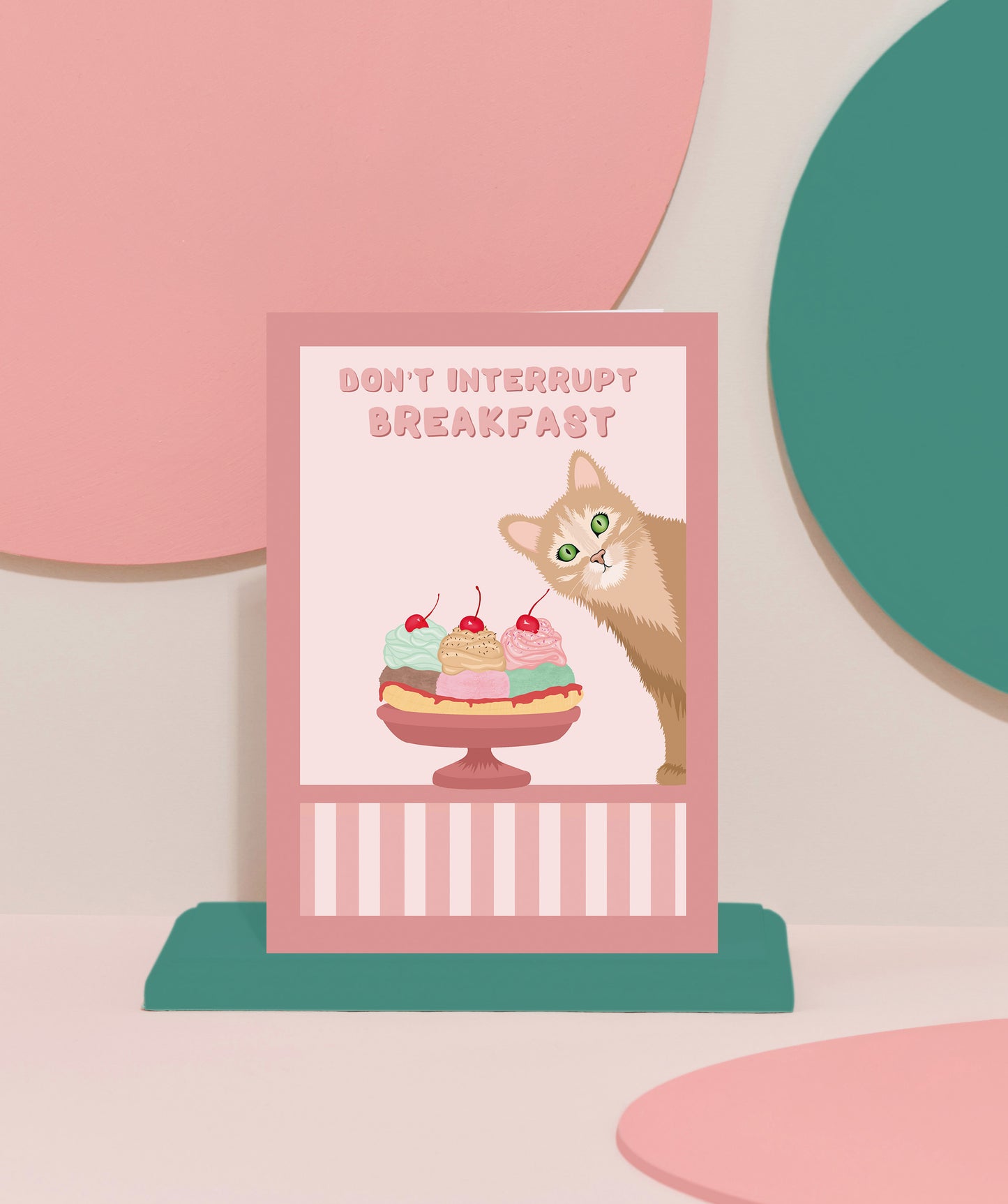 "Breakfast' cat card