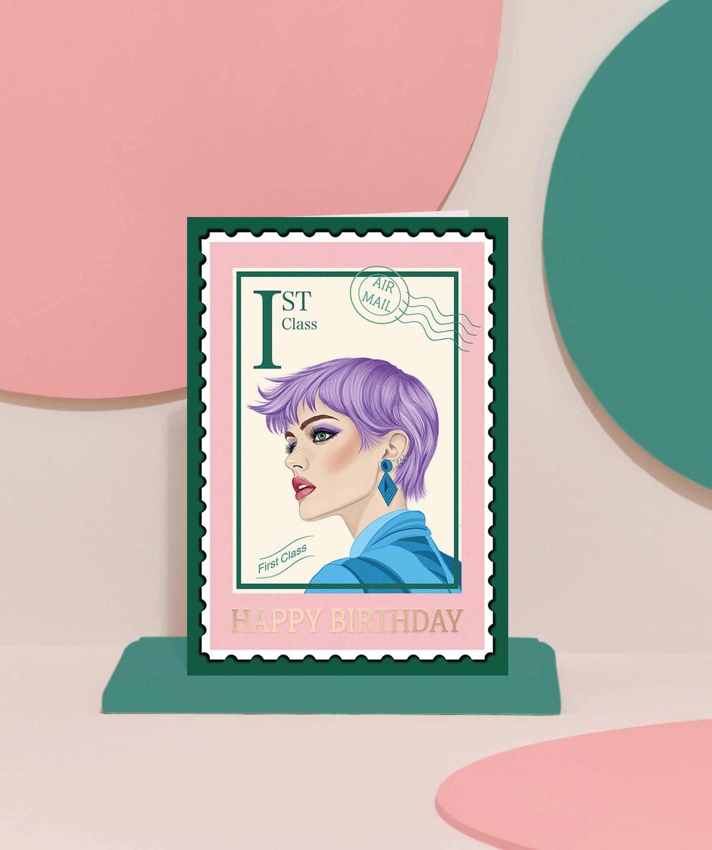 'The Lottie' Postage Stamp Pin up Card