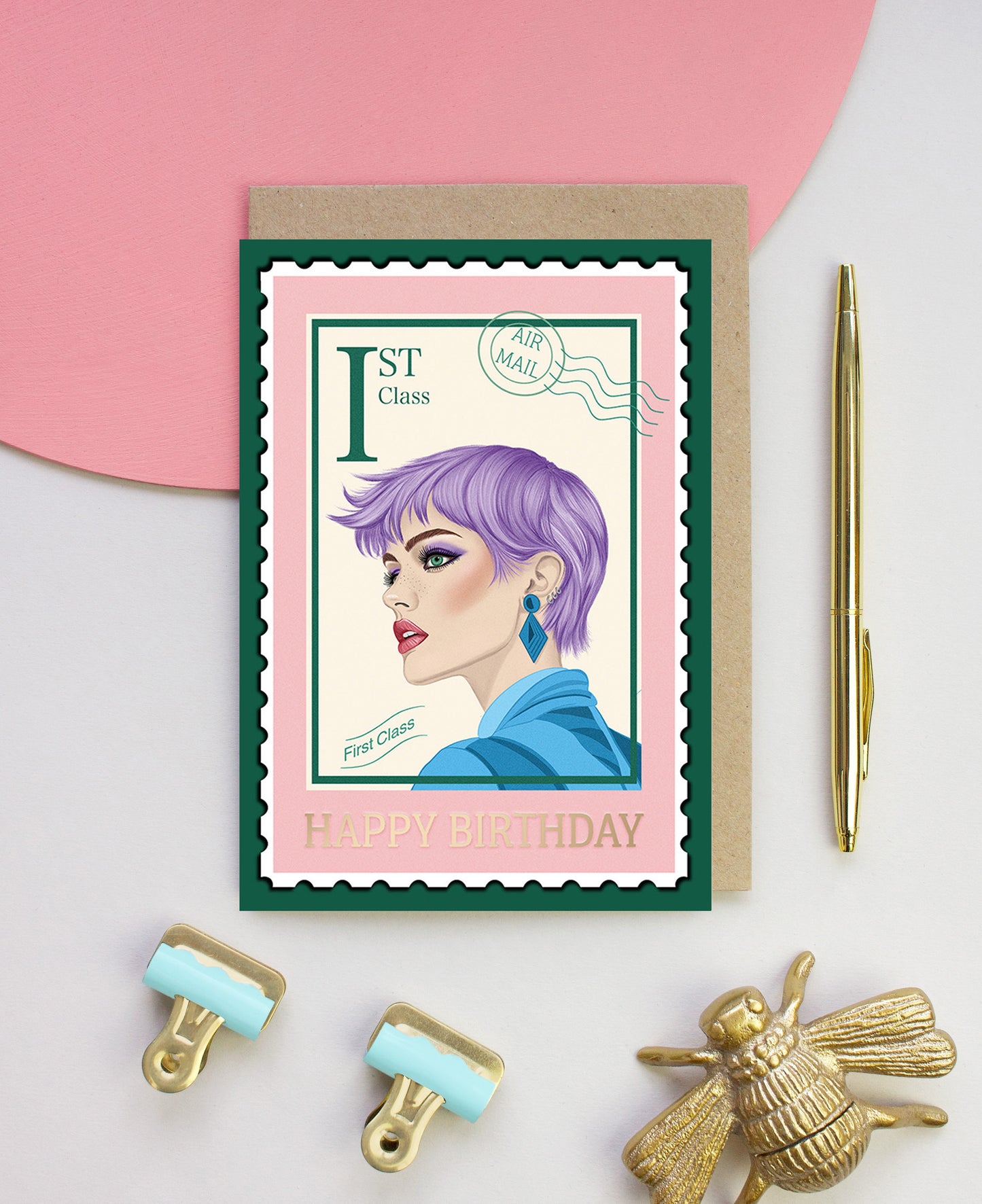 'The Lottie' Postage Stamp Pin up Card