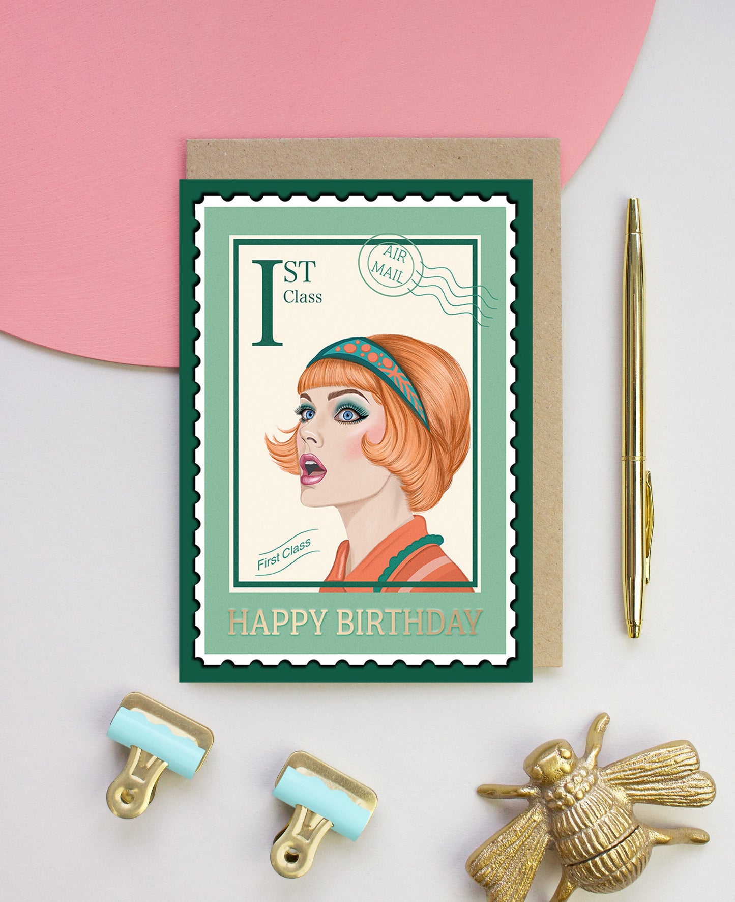 'The Katie' Postage Stamp Pin up Card