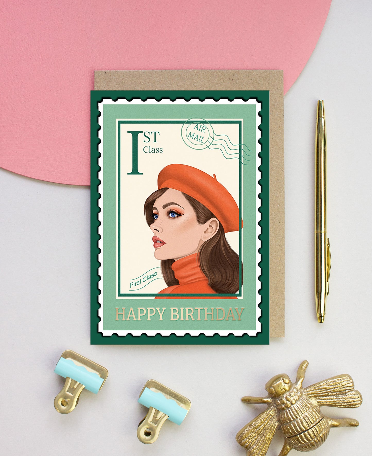 'The Sophie' Postage Stamp Pin up Card