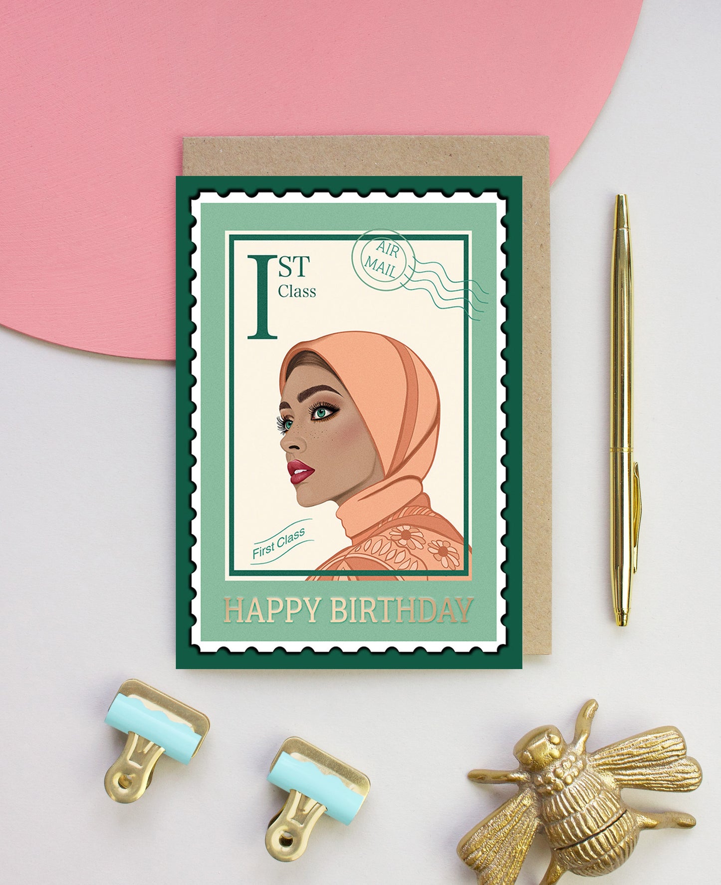 'The Jasmine' Postage Stamp Pin up Card