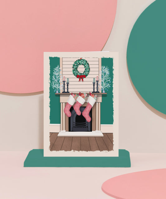 ‘Pink stockings’ Christmas card