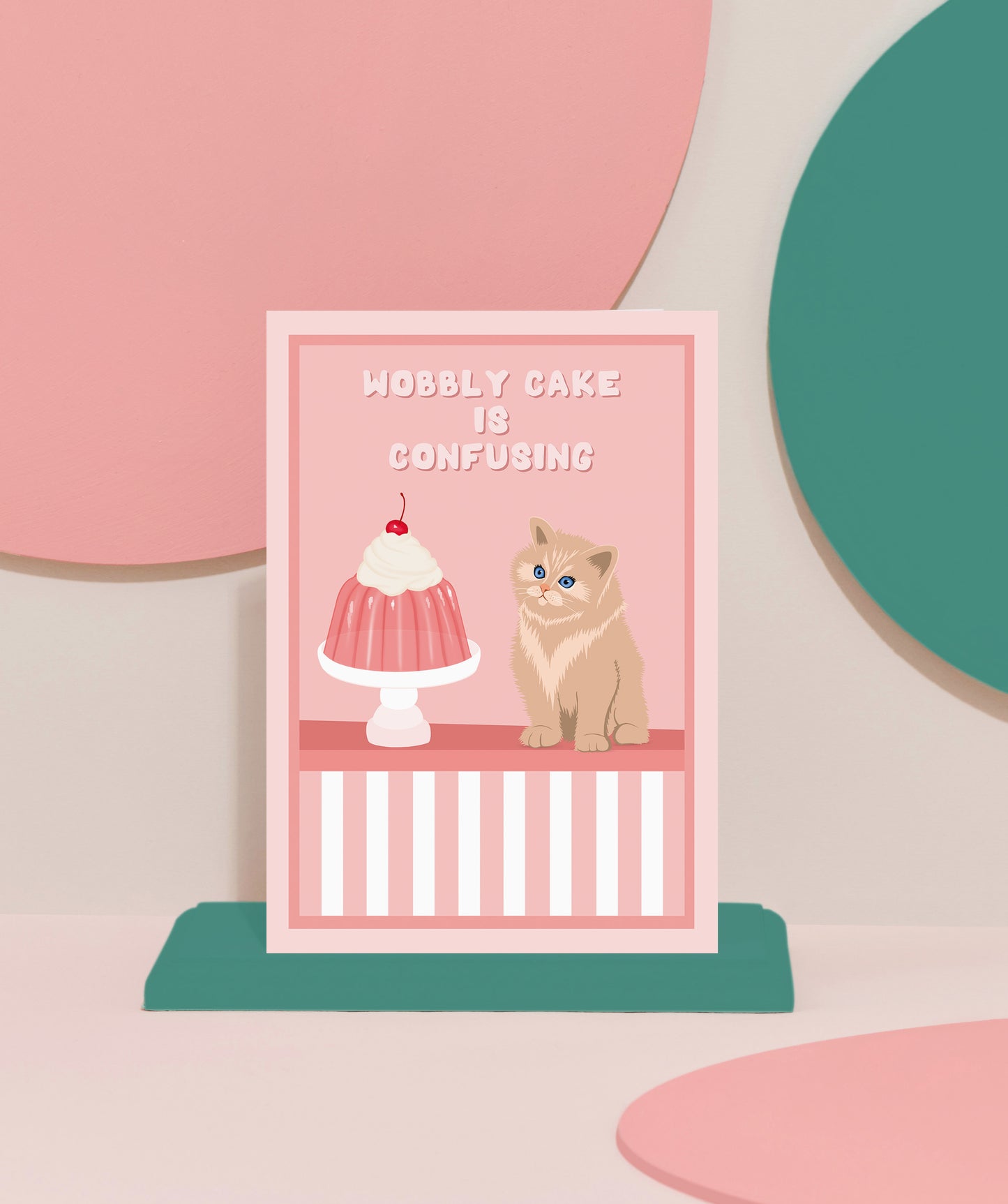 "Wobbly cake' cat card