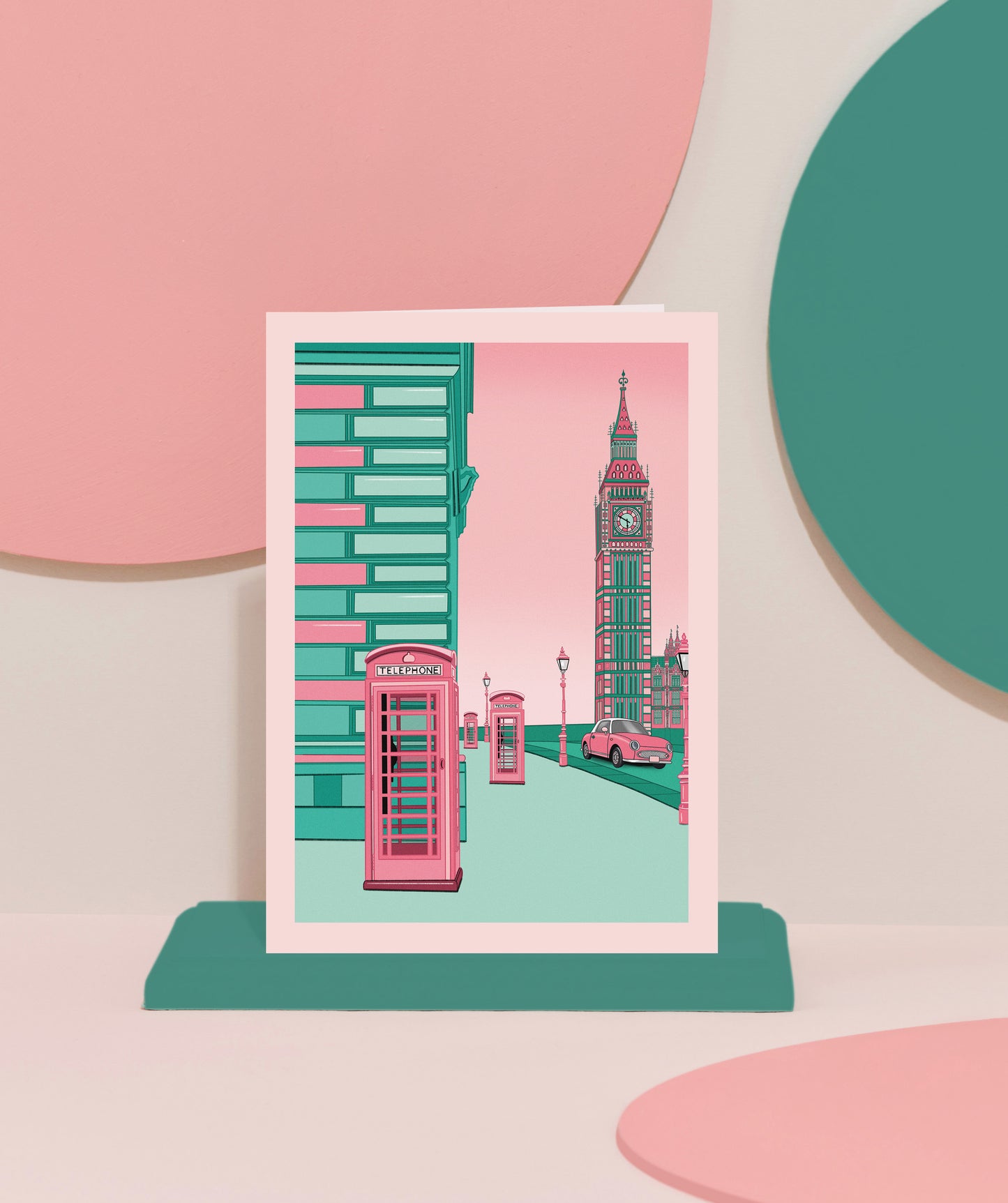 ‘Pink and Mint Big Ben’ card