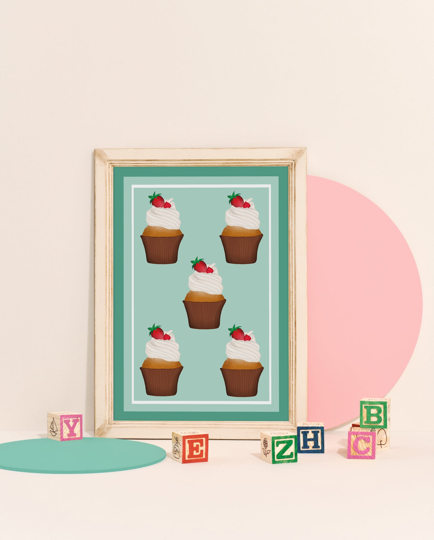 ‘Cupcake pattern’ Print in Green
