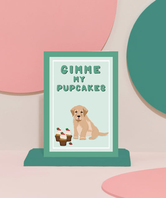 'Cupcake puppy' card in green