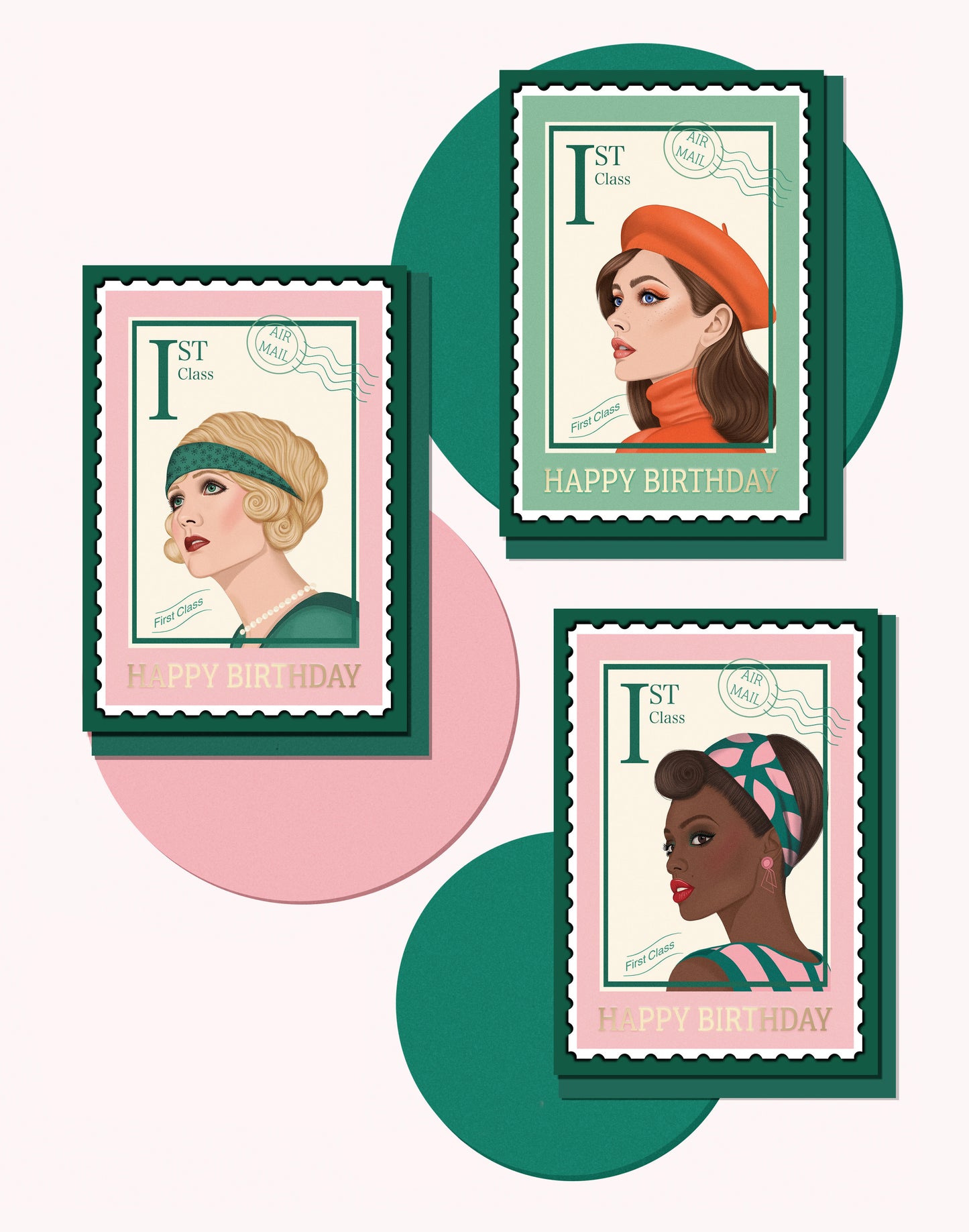 'The Katie' Postage Stamp Pin up Card