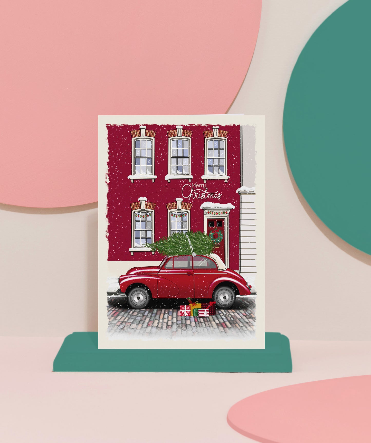 ‘Red house at Christmas’ card